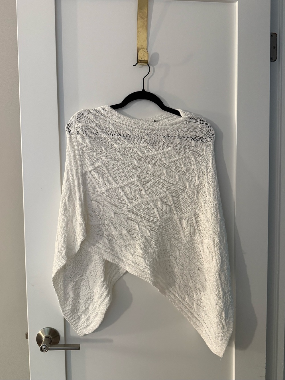 Frankie's Bikinis White Cable-Knit Draped Poncho